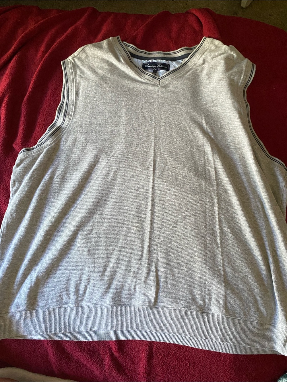 Russell Athletic Men's Light Gray V-Neck Sweater Vest
